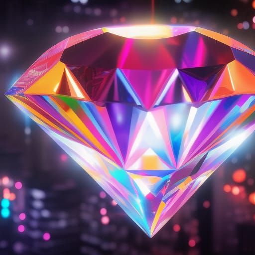 Colorful Diamond Close-up with Comic Book Art
