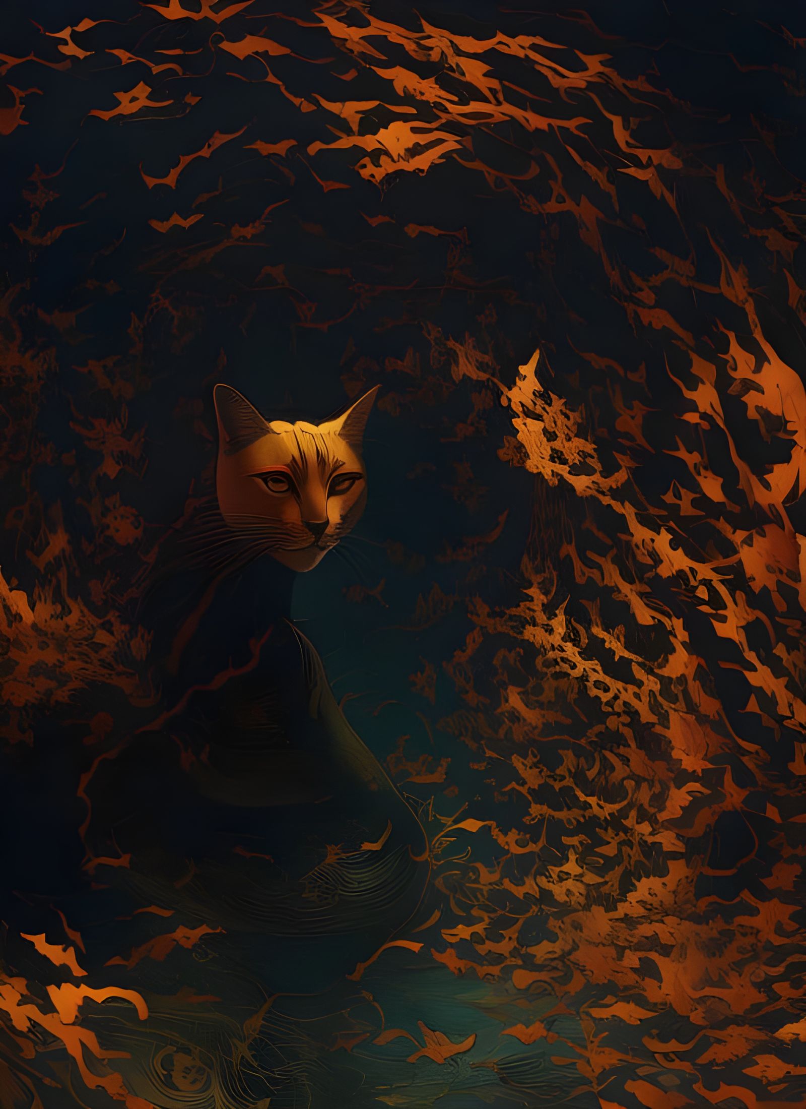 Surreal Cats Hangout on Antique Furniture in a Magical Reali...