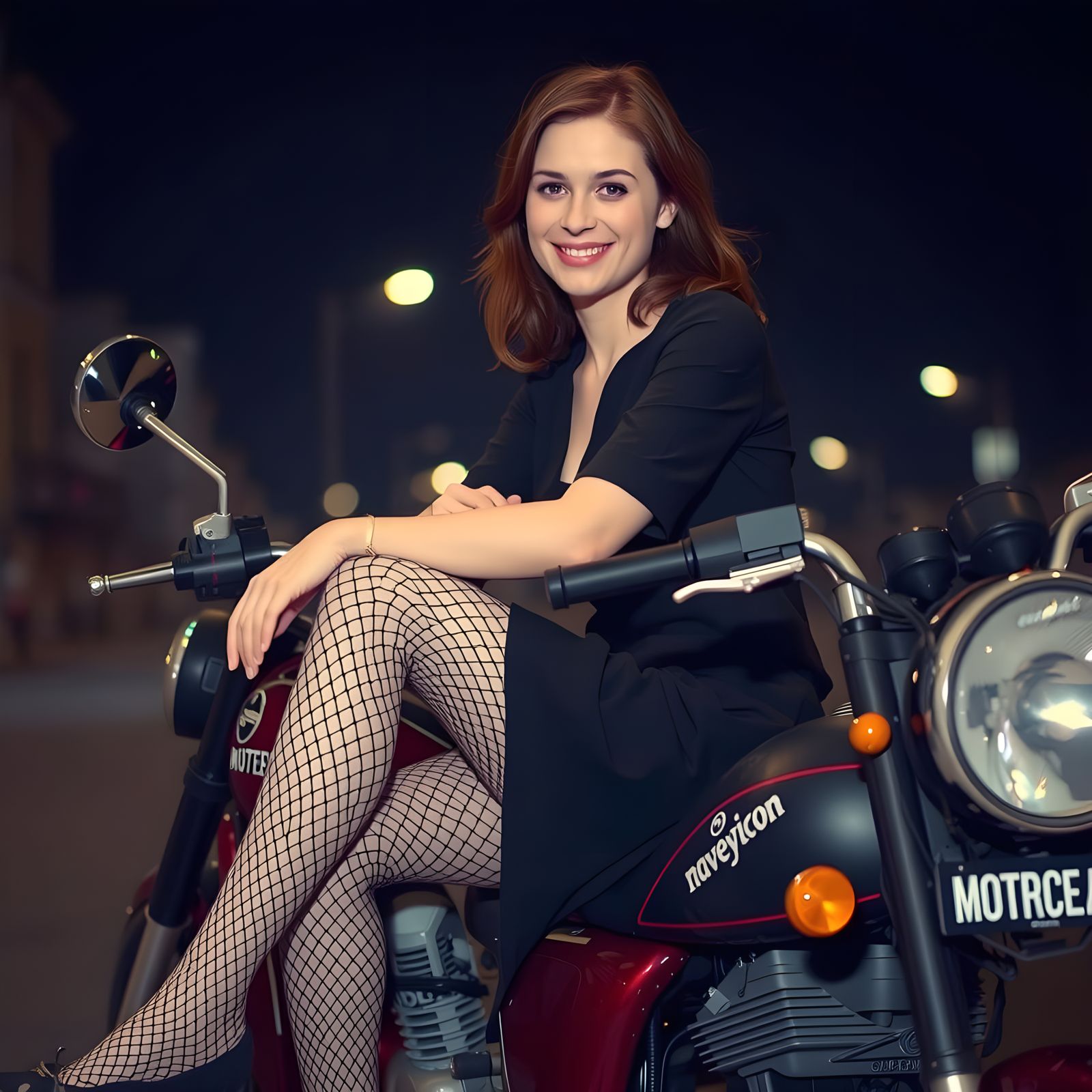 Vintage 1980s Motorcycle Ad Featuring Confident Woman