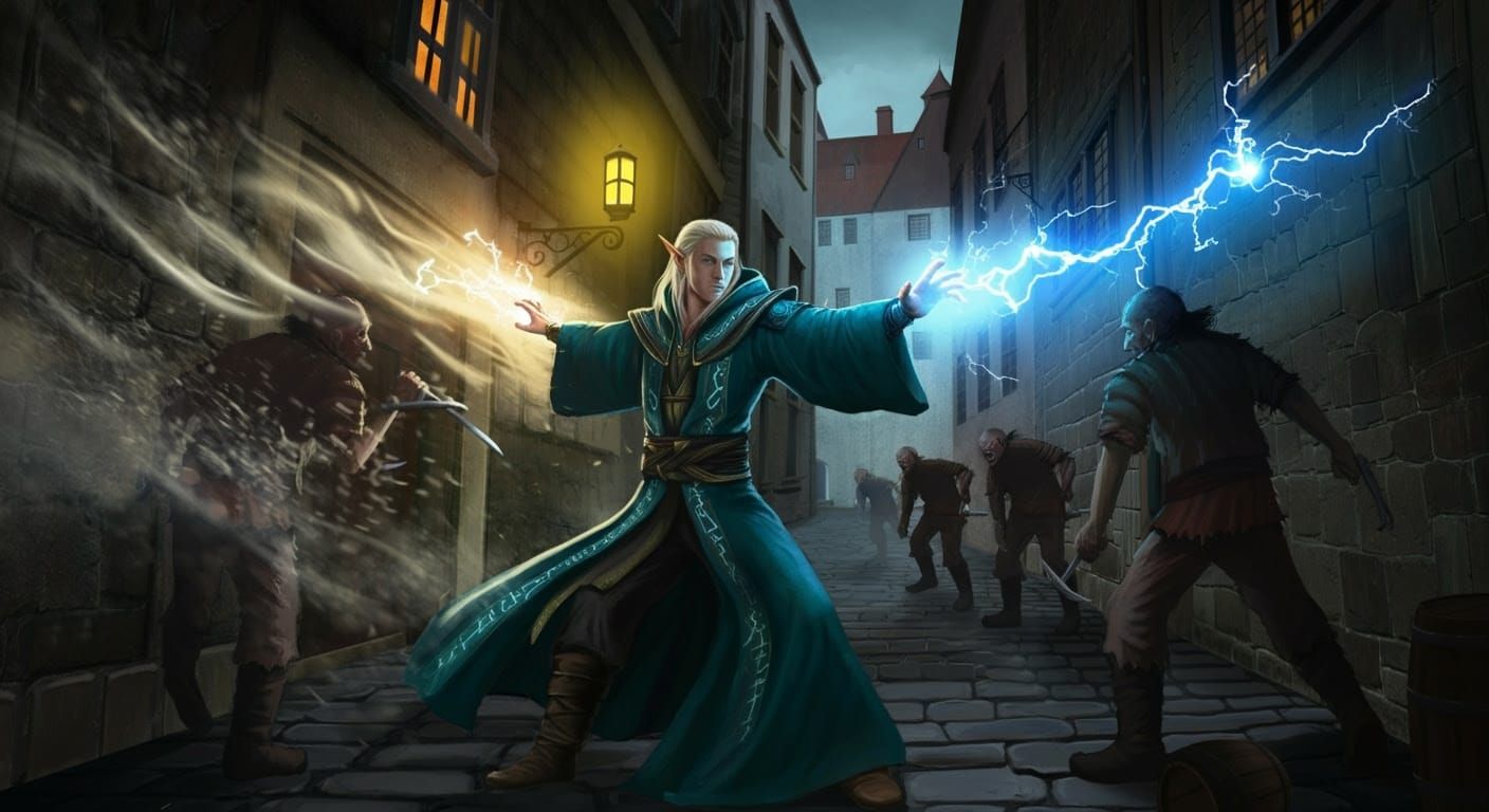 Epic Dark Alley Duel in Cyberpunk Style