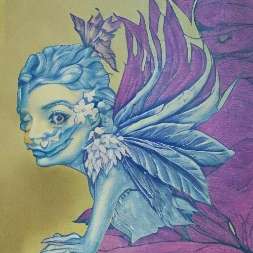 Whimsical Fairy with Sparkling Wings Amidst Blooming Flowers
