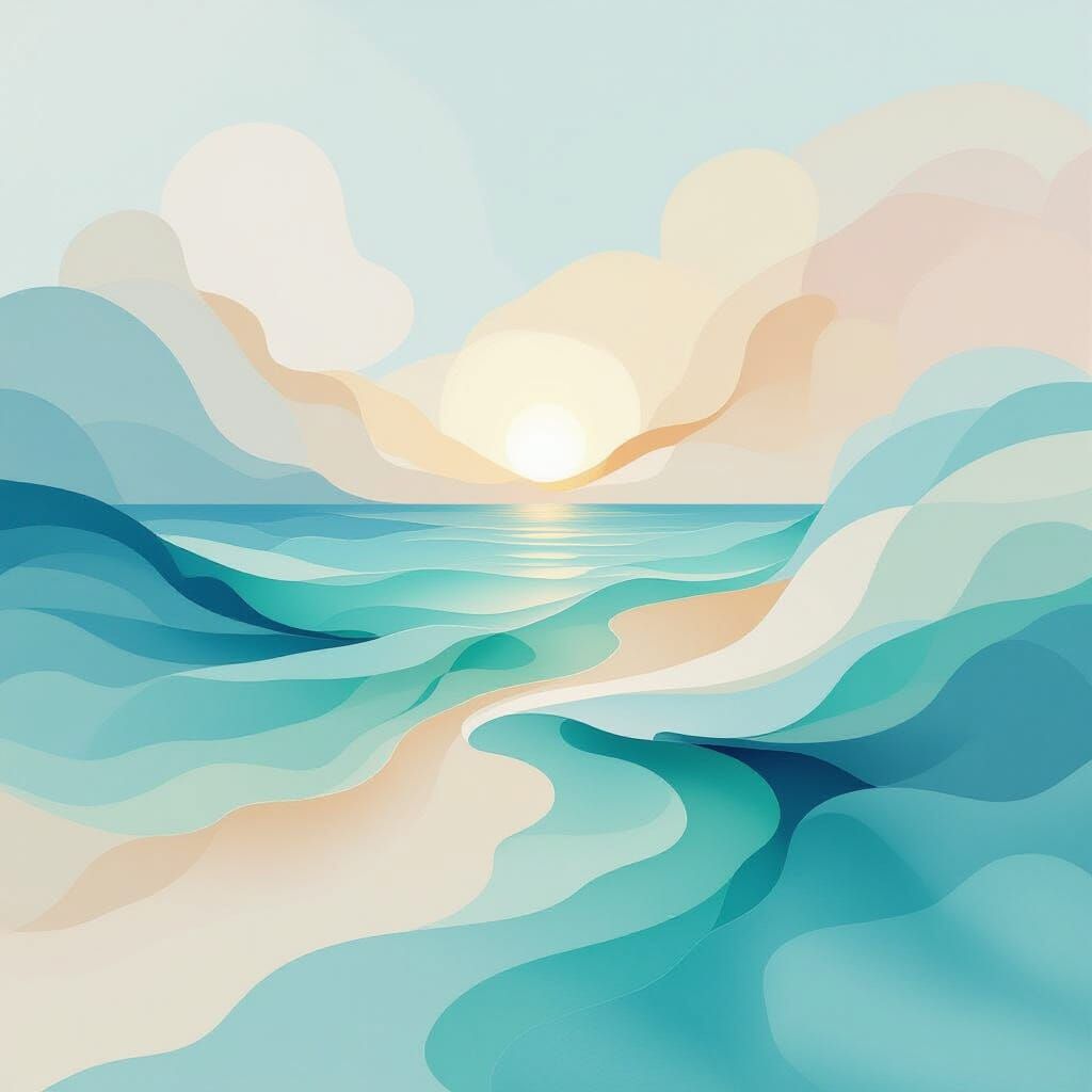 Abstract Maldives Serenity With Pastel Swirls