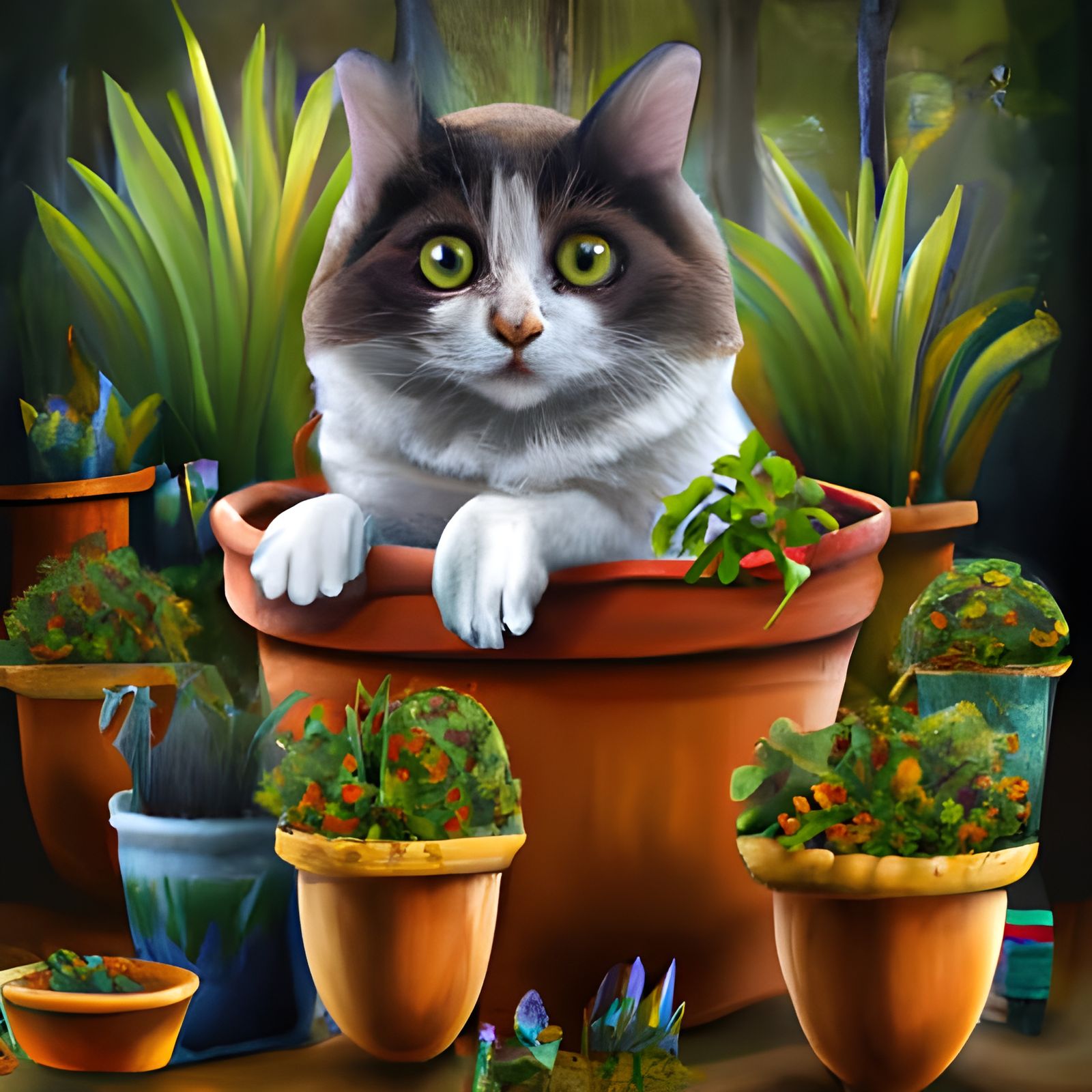 Grand Feline Form in Baroque Greenhouse Setting
