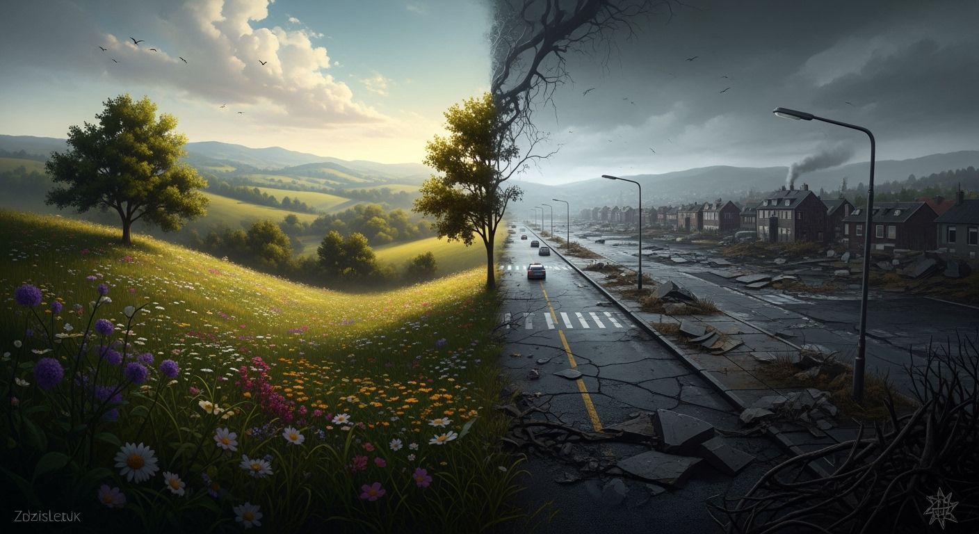 Contrasting Landscapes in Rembrandt-Inspired Style