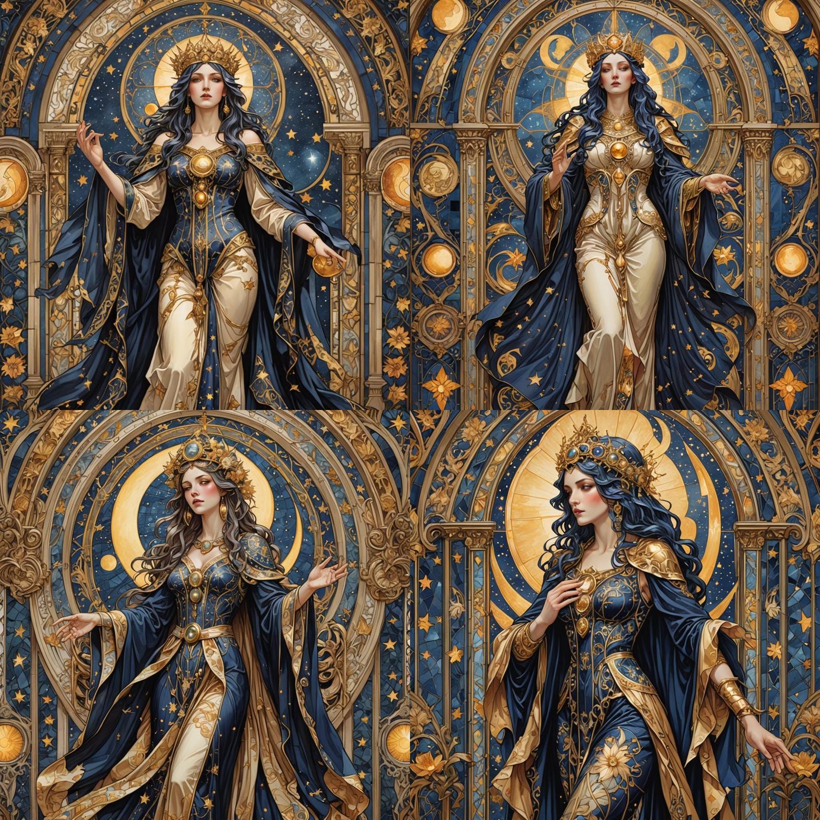 Goddess of Night, in the style of JC Leyendecker