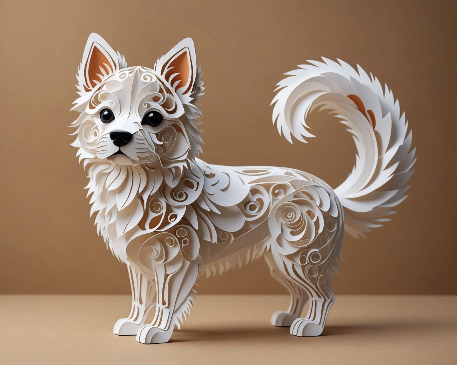 Surreal Kirigami Dog Unveiled Against Parisian Night Sky