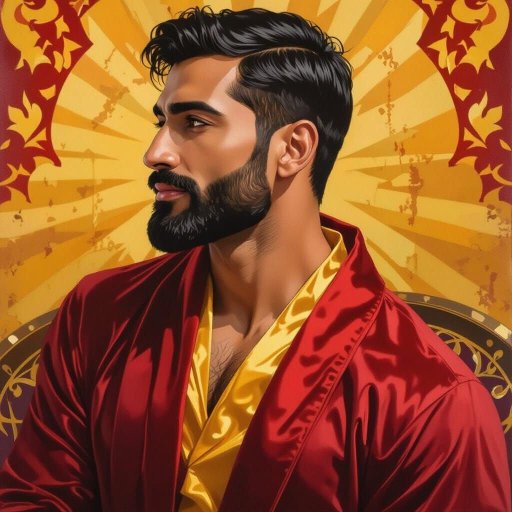 Radiant Hero in Velvet Robes, Alcohol Ink Style