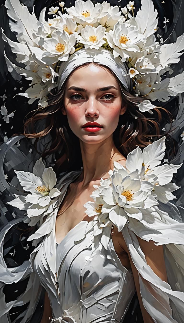 Woman in Elegant White Attire