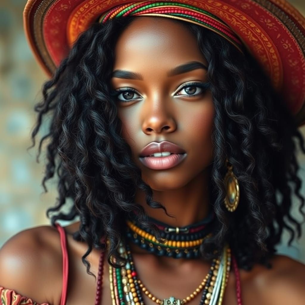 Psychedelic Portrait of a Free-Spirited Black Woman