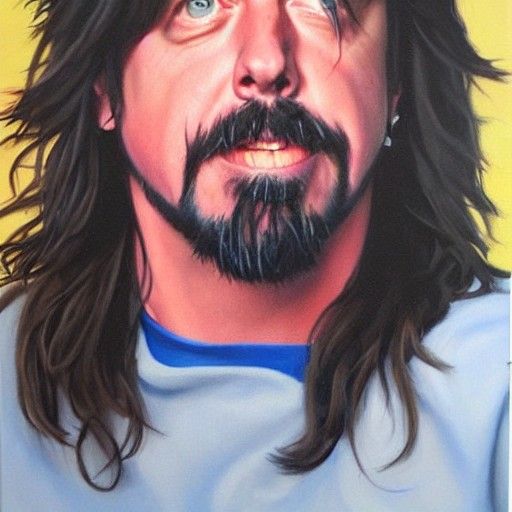 Dave Grohl in a Traditional Oil Painting Style