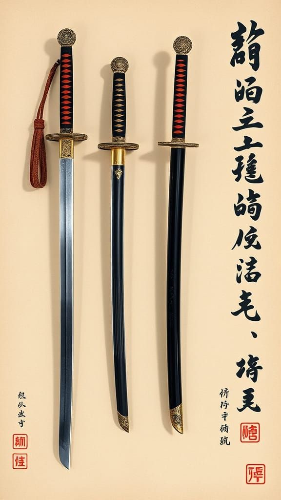 Samurai Swords in Traditional Japanese Settings, Inspired by...