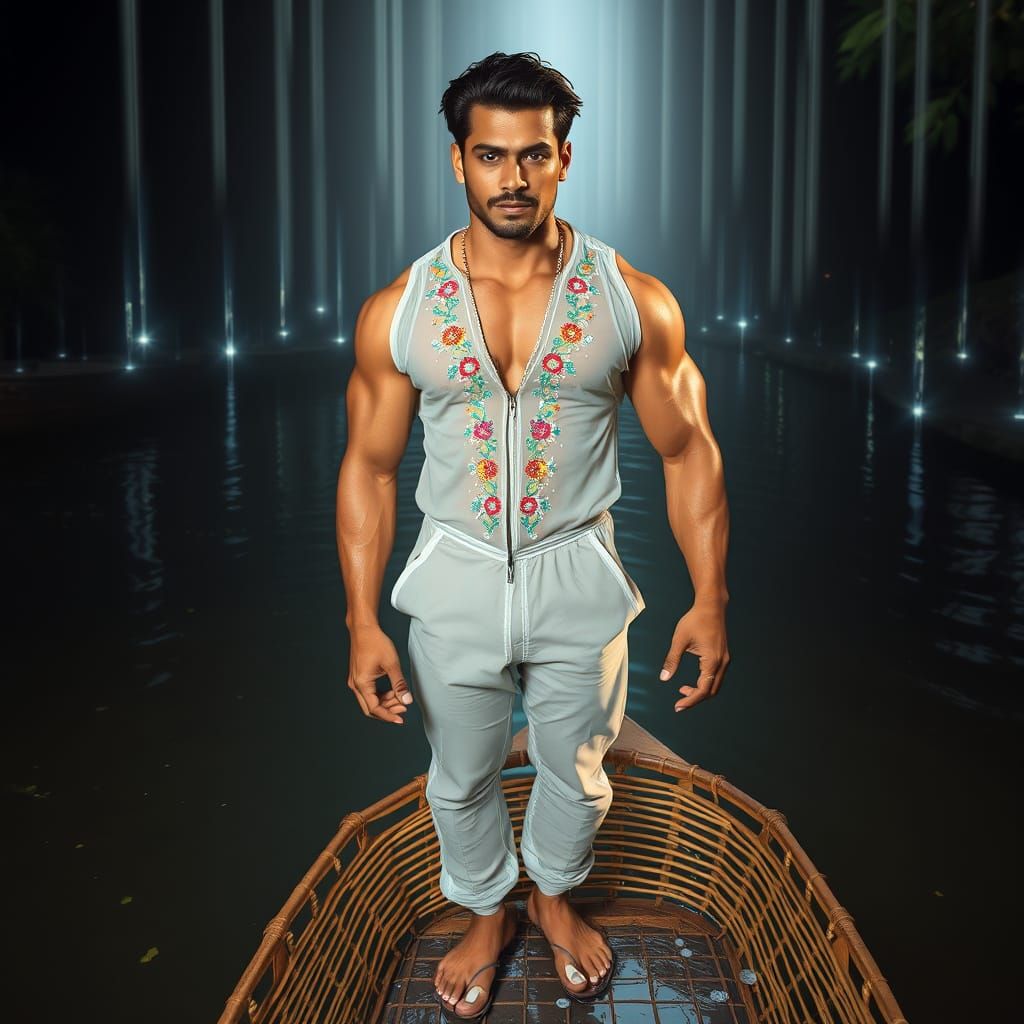 Indian Bodybuilder in Futuristic Digital Art Style