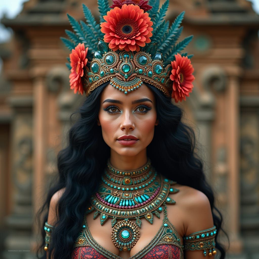 Aztec Princess Before Temple, Magazine Photography