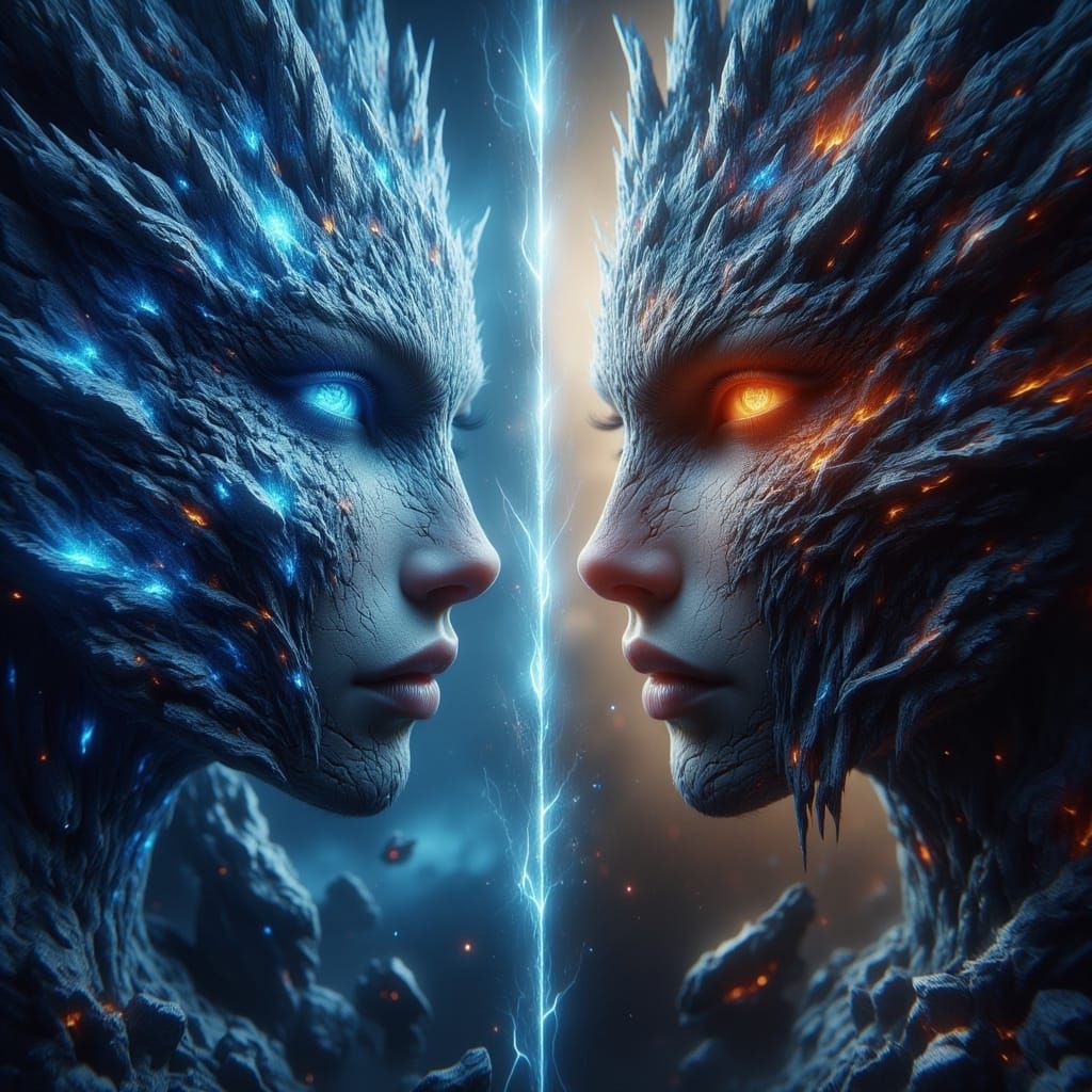 Dual Dragons in Dreamlike Landscape: Fantasy Art