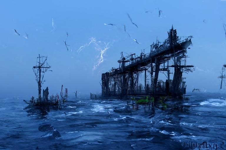 Ghostly Sailor Haunts Abandoned Shipyard in Storm