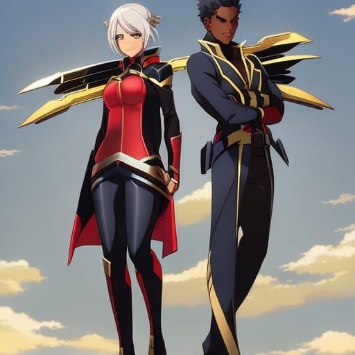 Falcon and Wasp Ant in Anime Style