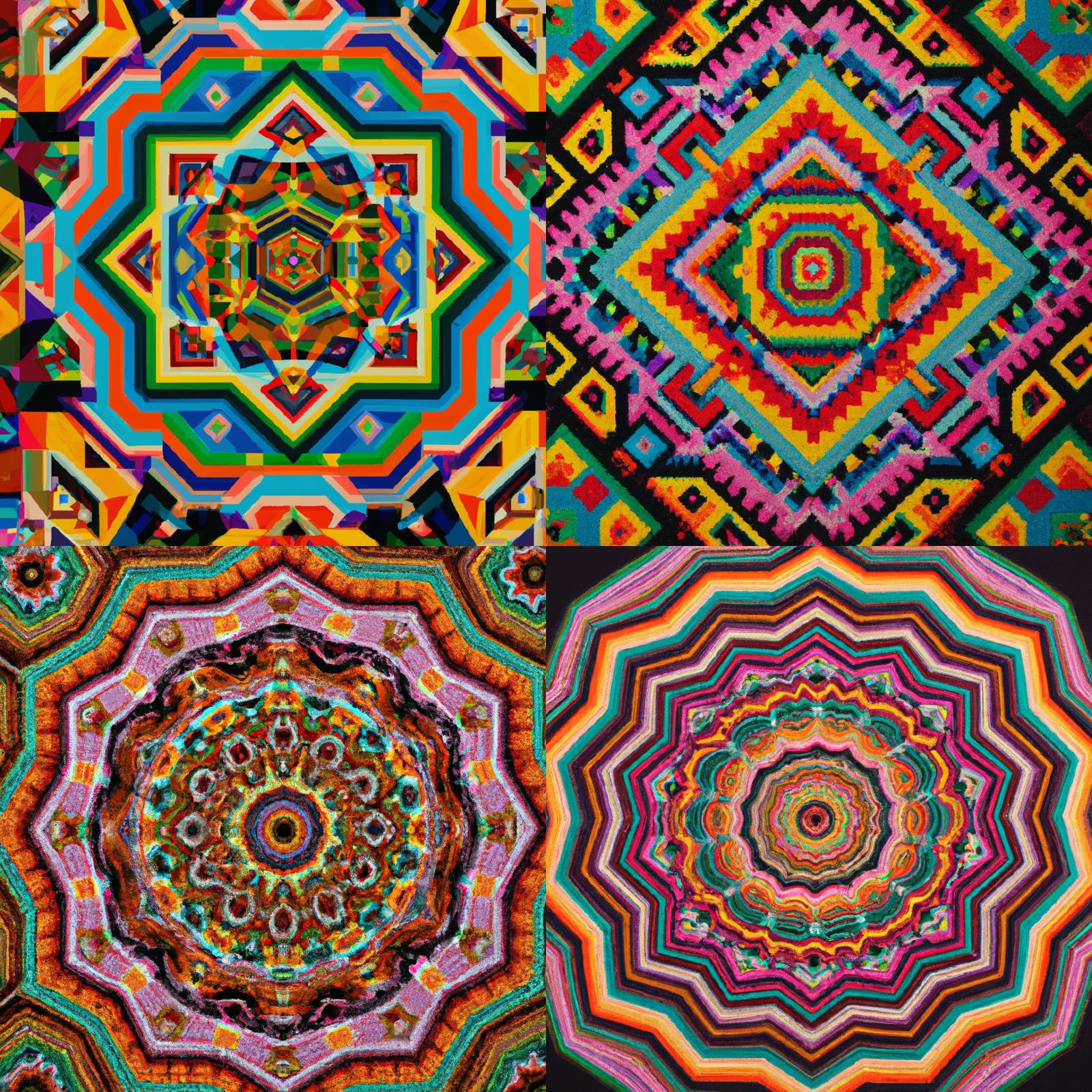 Vibrant Yarn Artwork in Huichol Style
