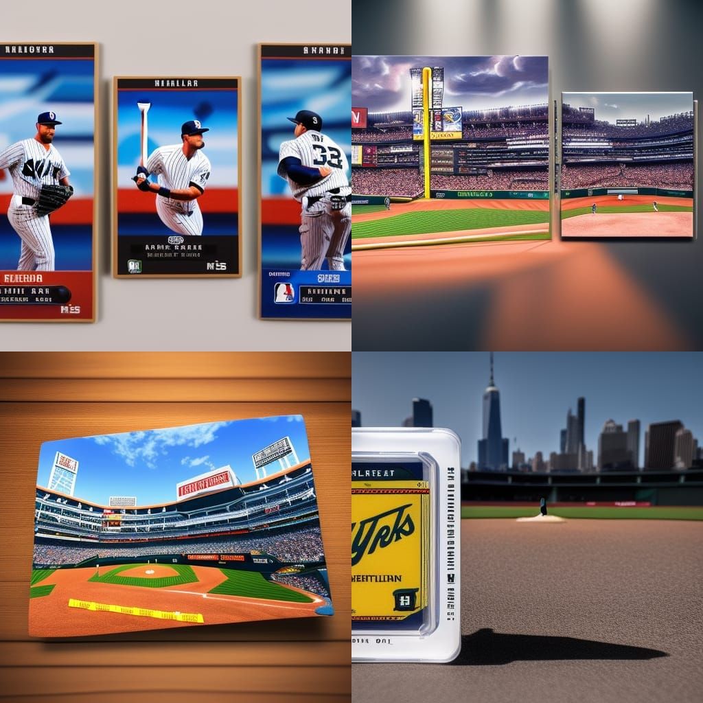 Yankees Baseball Card: Art Deco Photorealism