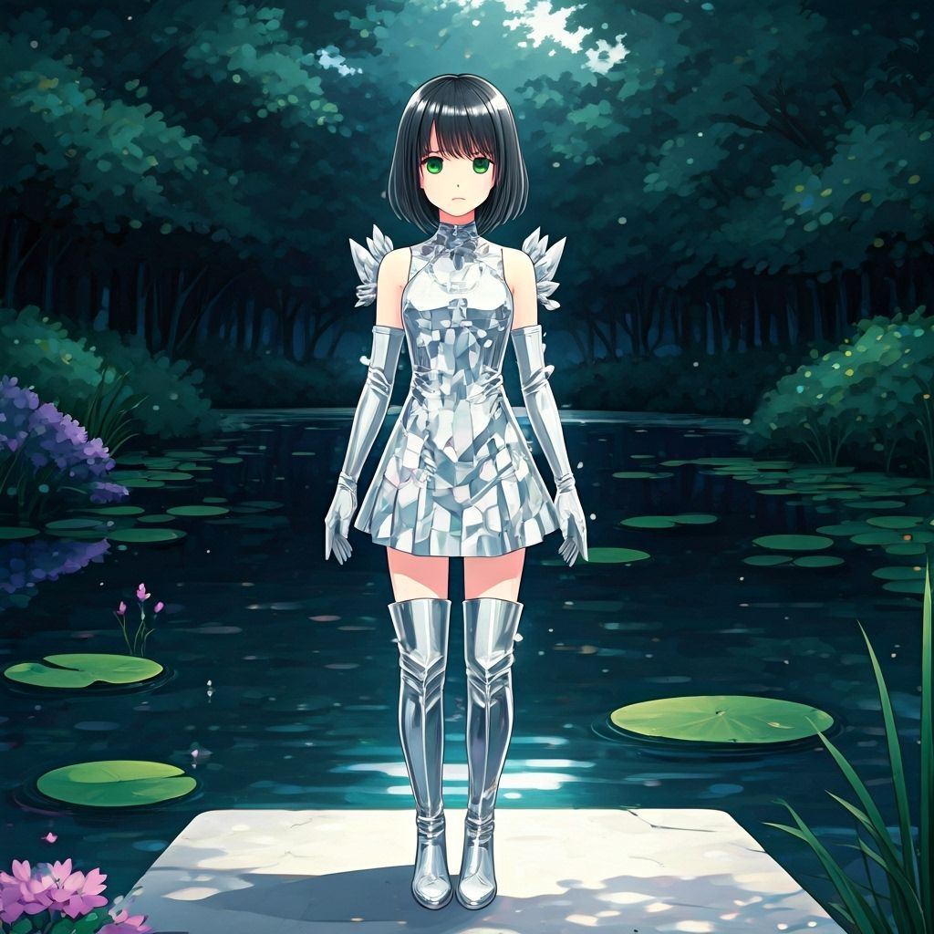 Glitch Elemental Girl in Manga Anime Style