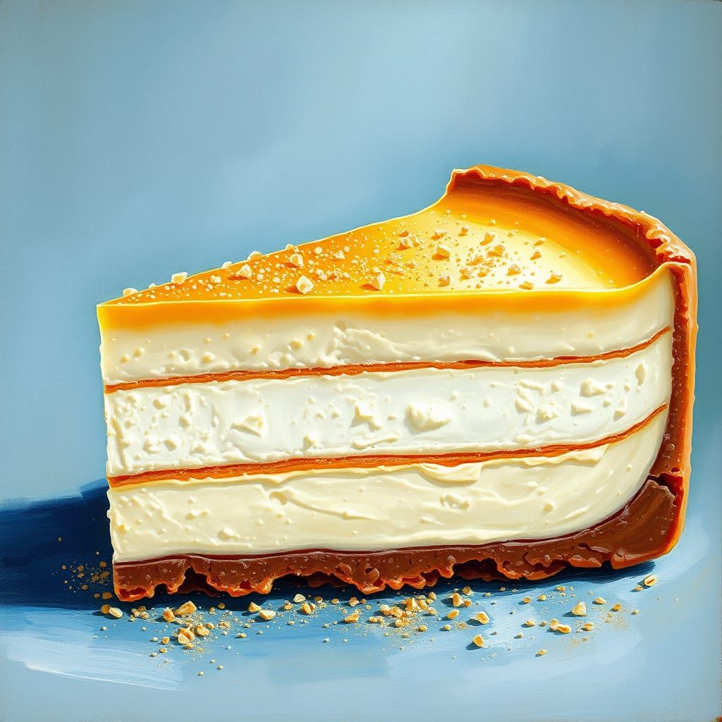 Decadent Cheesecake in Gouache Impasto Style