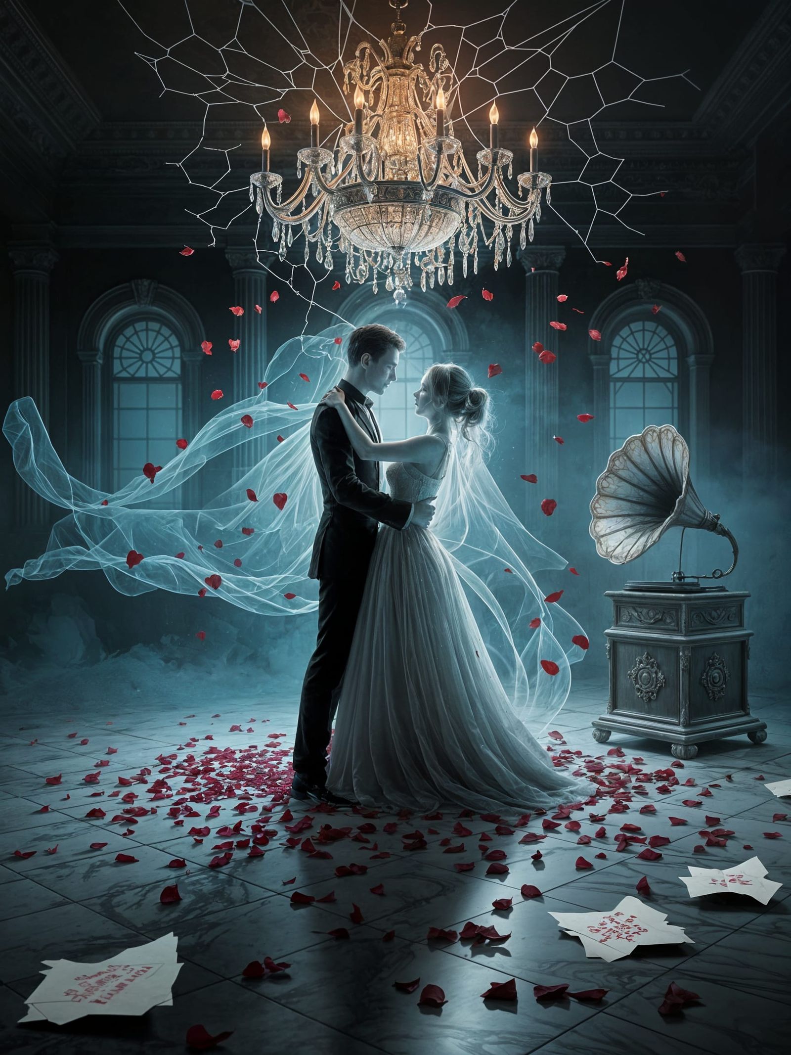 Ghostly Couple Dances in Abandoned Ballroom