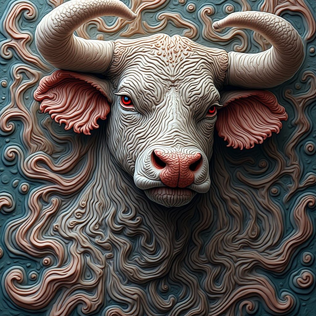 Abstract Fractal of a Mad Butcher in Zentangle Style