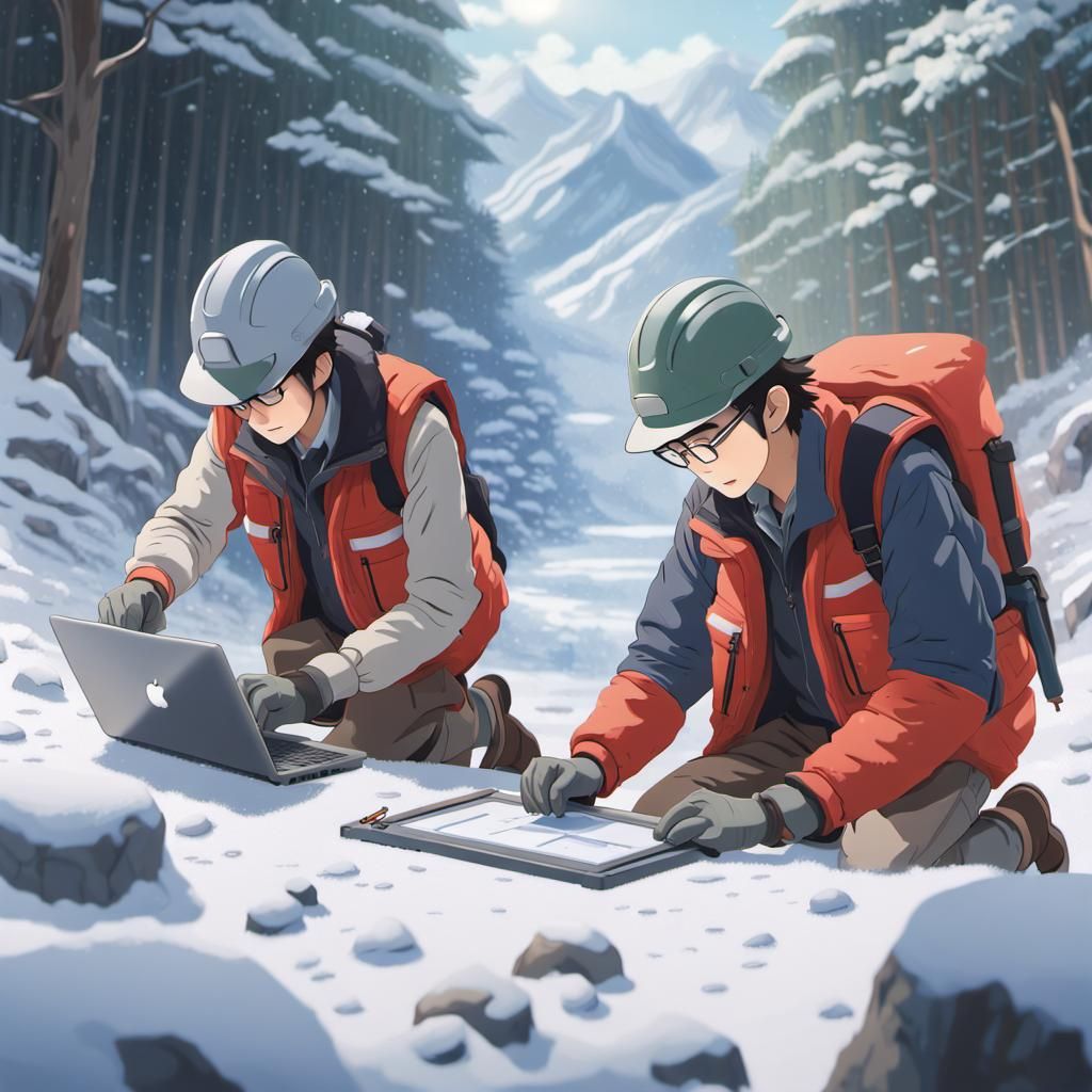 Geologists Monitor Snow Depth in Anime Style