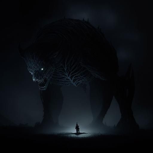 Nightmarish Shadow Beast in Moonlit Horror Photography