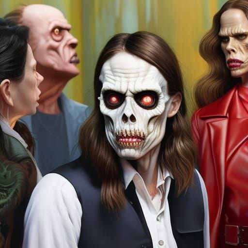 Hyperrealistic Zombie Girl Portrait in Oil Painting Style