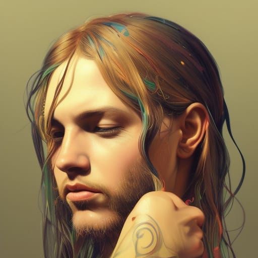 Detailed Hippie Portrait with Dynamic Lighting