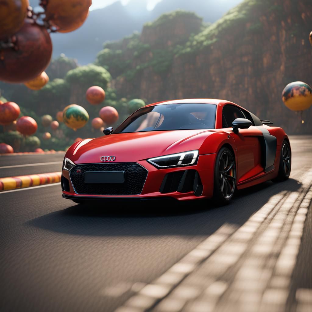 Audi R8 Races in Mario Kart, Detailed Art