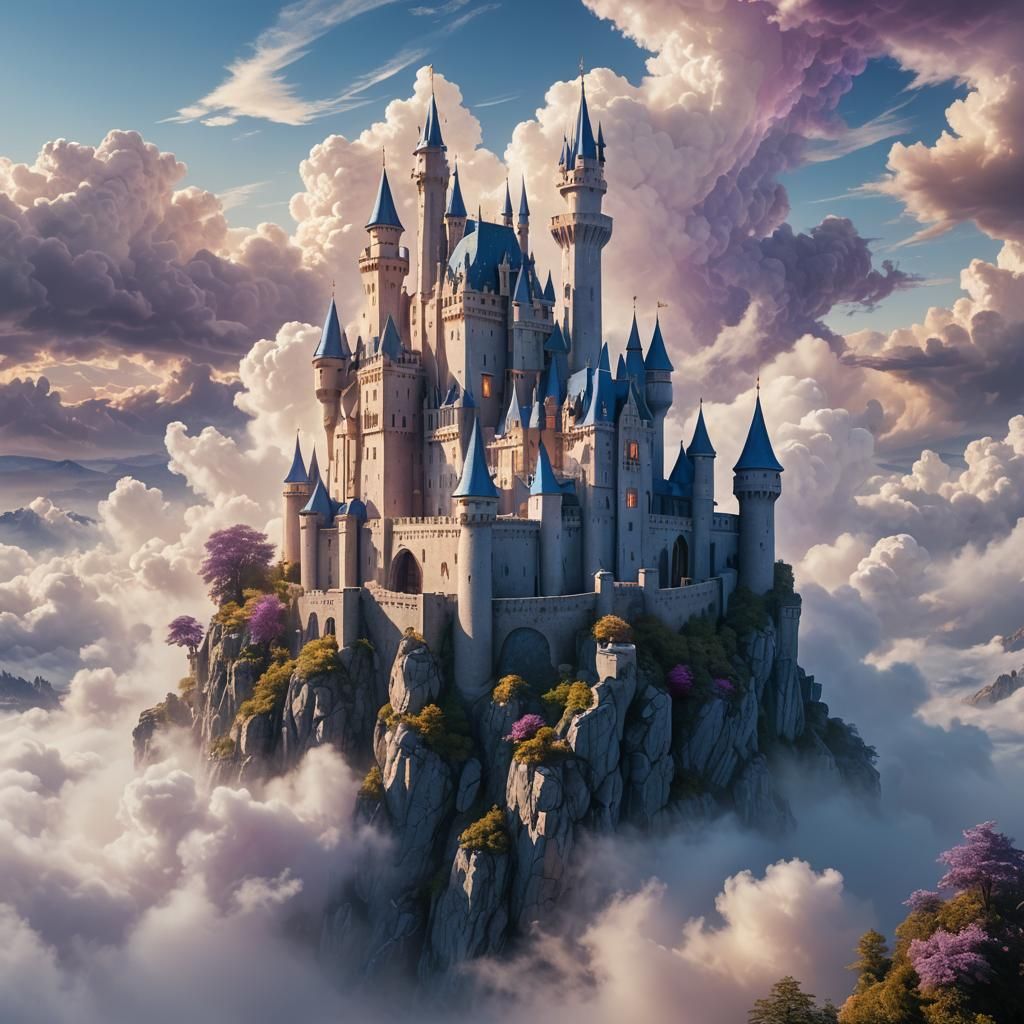 Majestic Cloud Castle in Dreamy Surrealism
