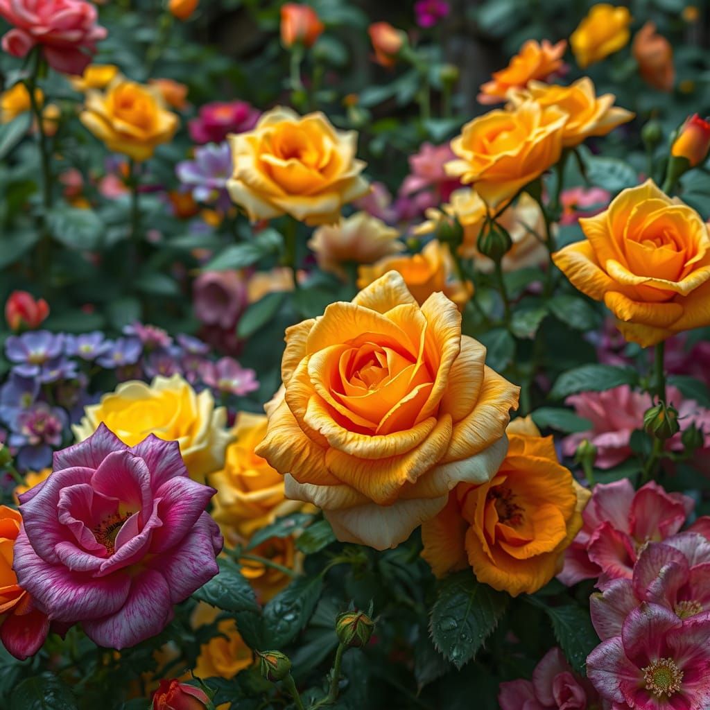 Roses in a Fantastical Cottage Garden