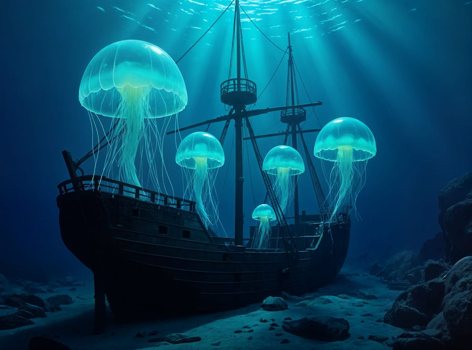 Macabre Jellyfish Sea Glass Sculptures on Shipwreck