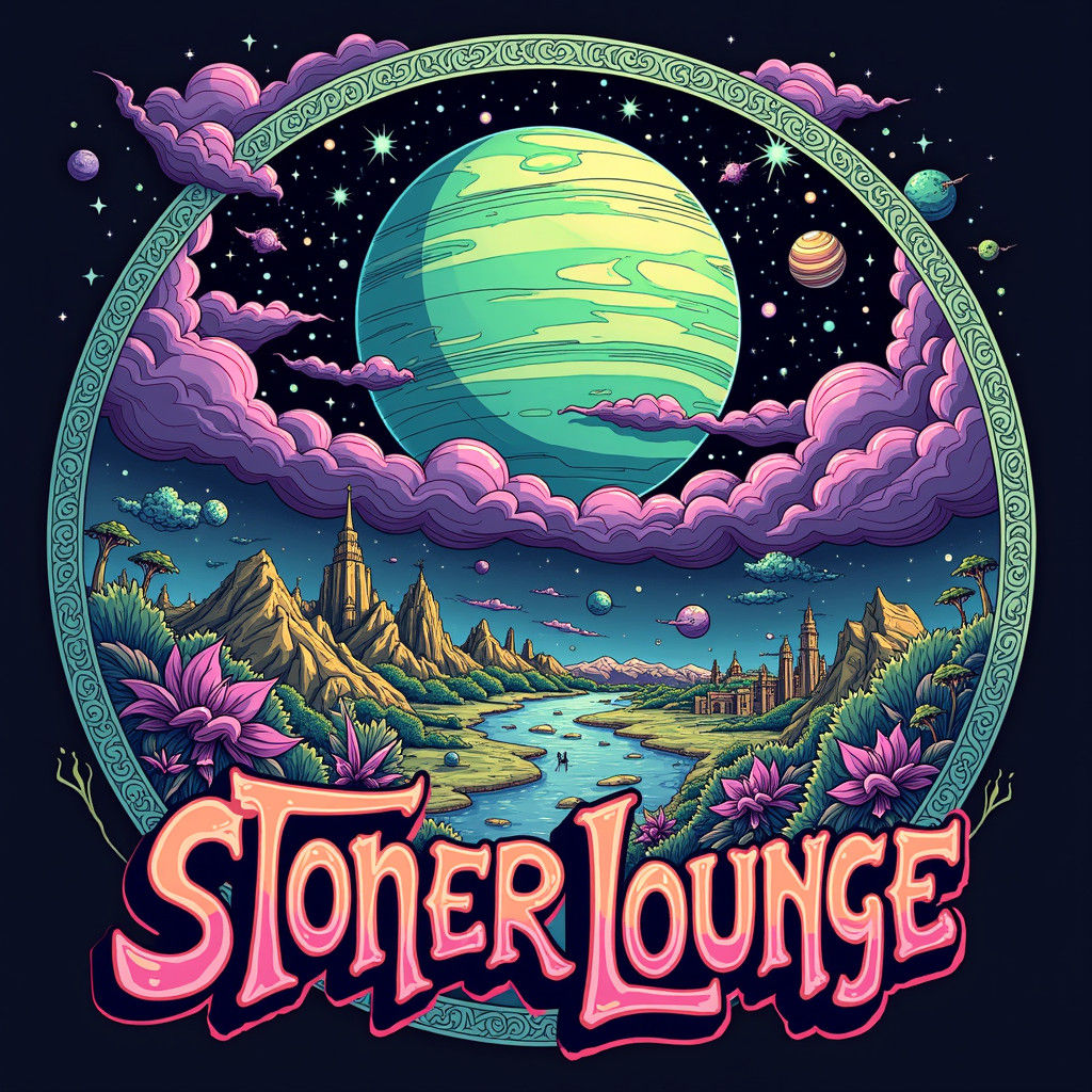 Psychedelic Rick and Morty Planet with Alien Cities