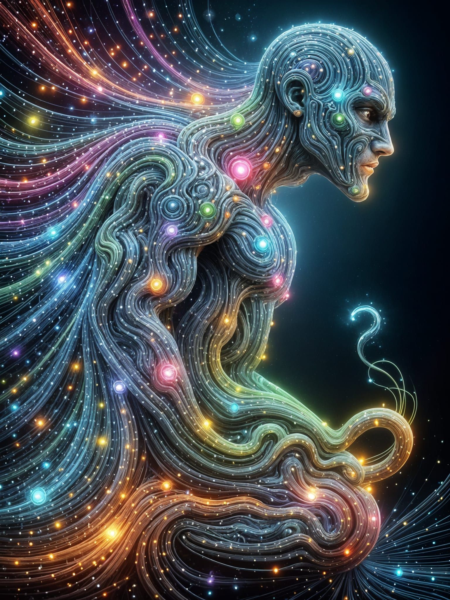 Crystallized Fungal Superhero: Cyberpunk Organic Hybrid