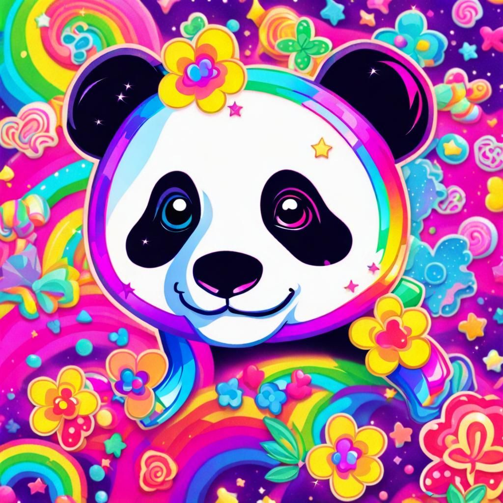 Cute Panda in Lisa Frank Style