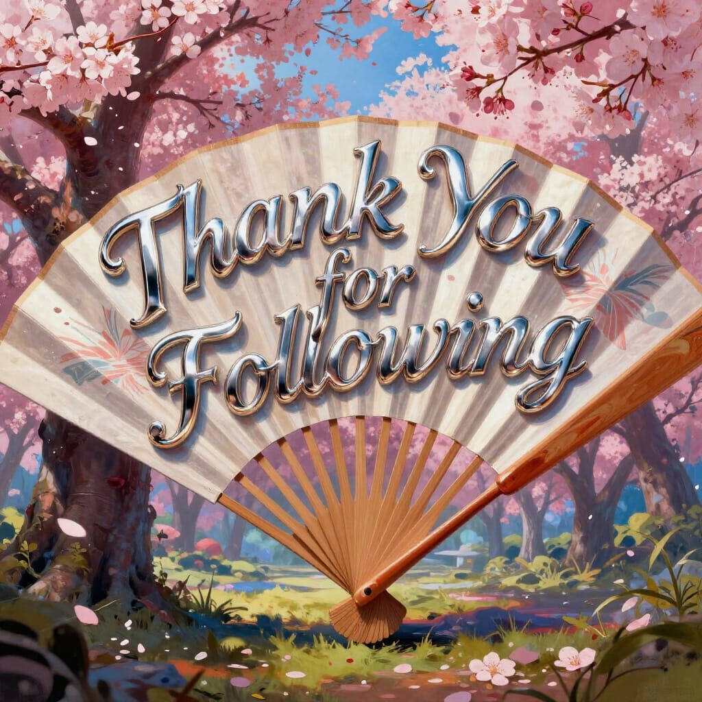 Fantasy Fan with "Thank You" Message in Epic Style