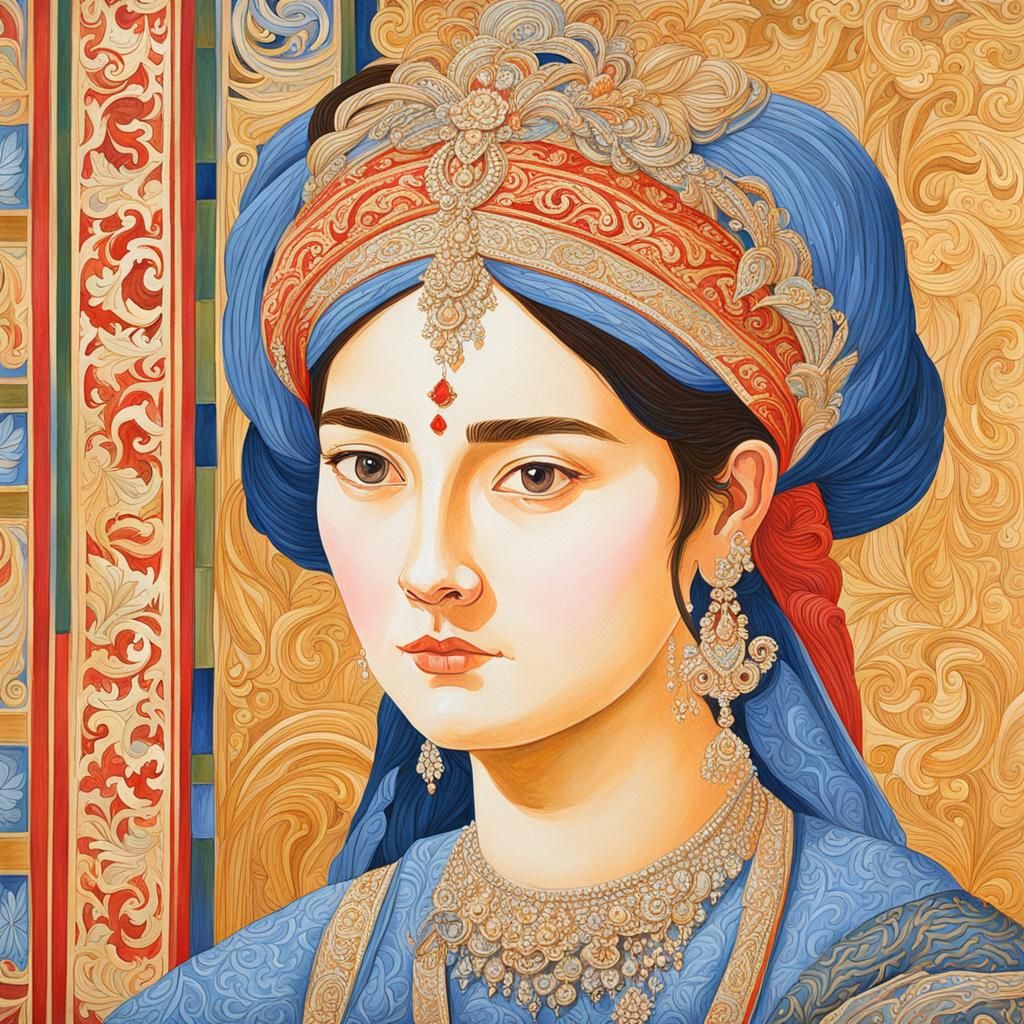 Detailed Gouache Portraits in Sumptuous Setting