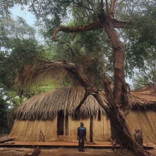 Steampunk Bugis Village: Oil Painting With Brass Details