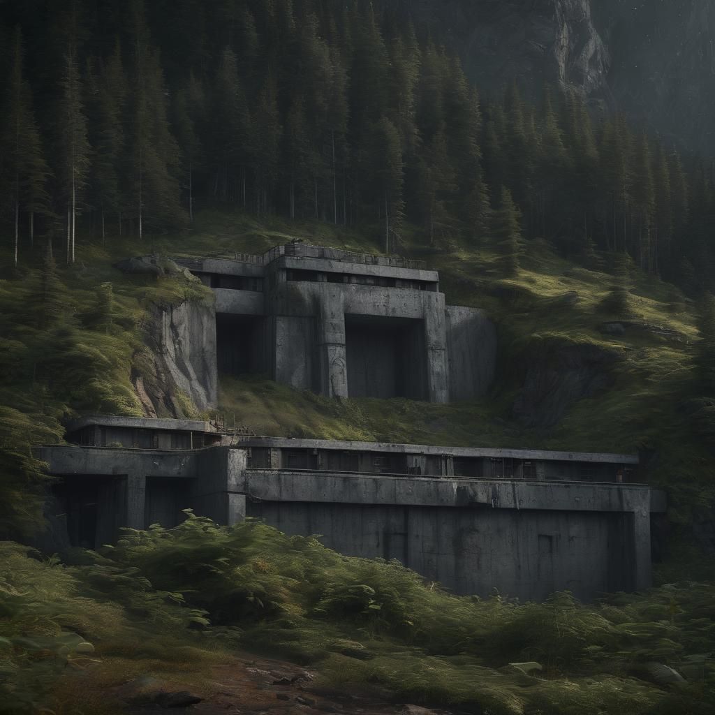 Haunted Bunker Under Black Sun: Matte Painting