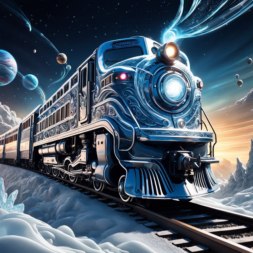 Hypermaximalist Sci-Fi Train in Motion