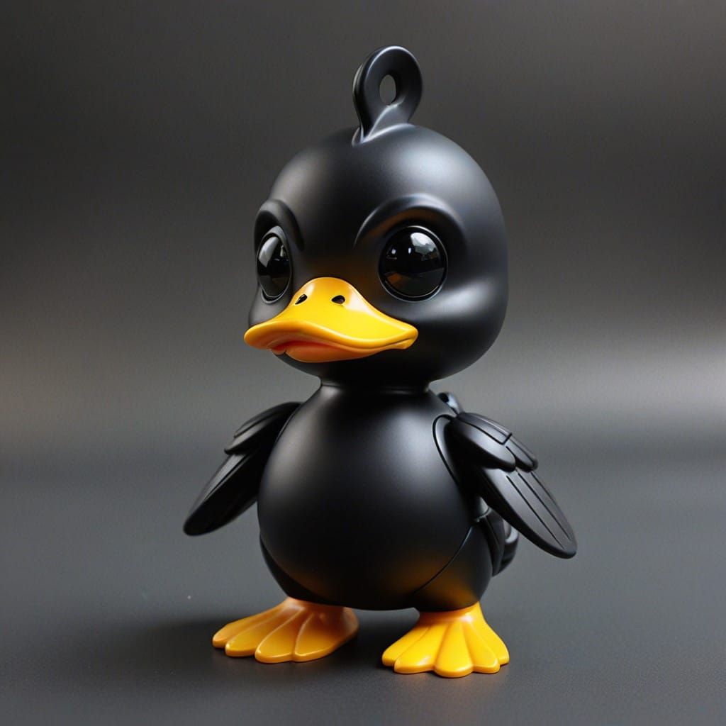 3d pri ted black  plastic alien duck model