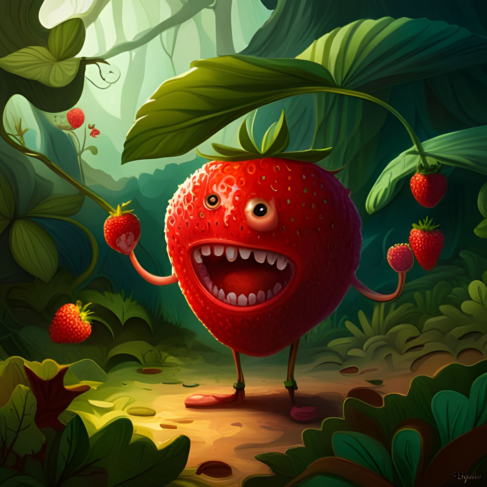 Cannibal Strawberry in Enchanted Garden, 8k