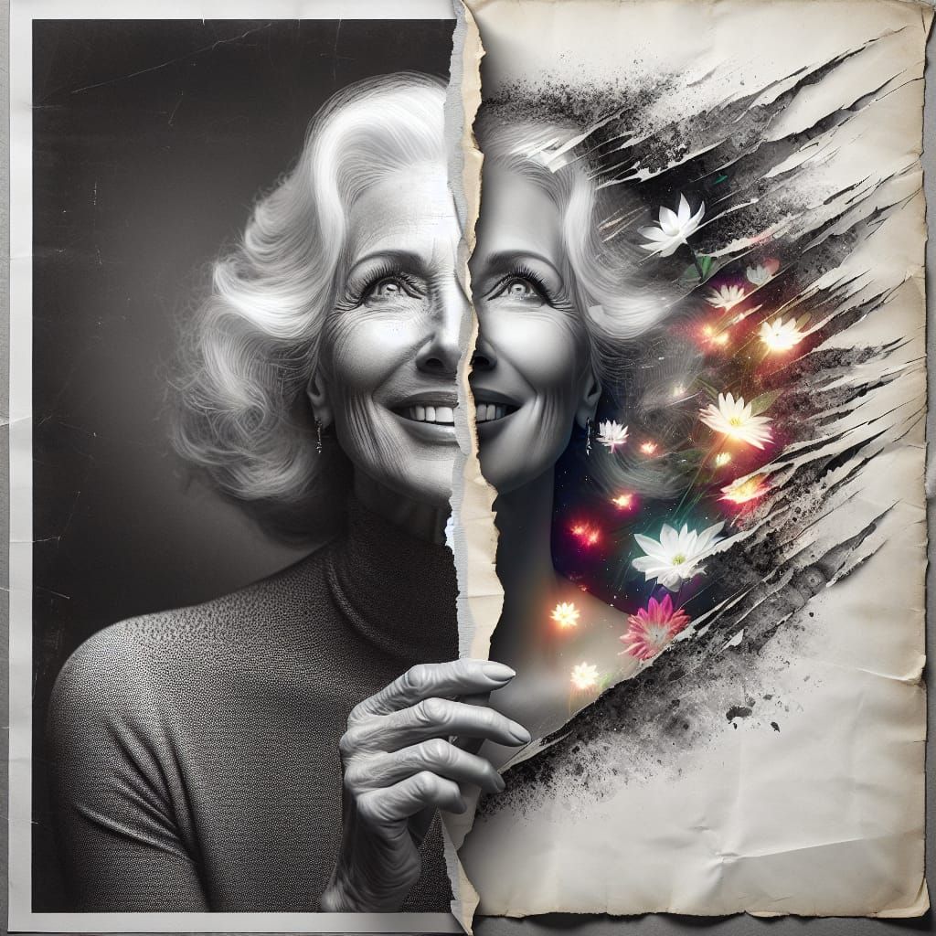 Monochrome Past Meets Vivid Present in Torn Photo