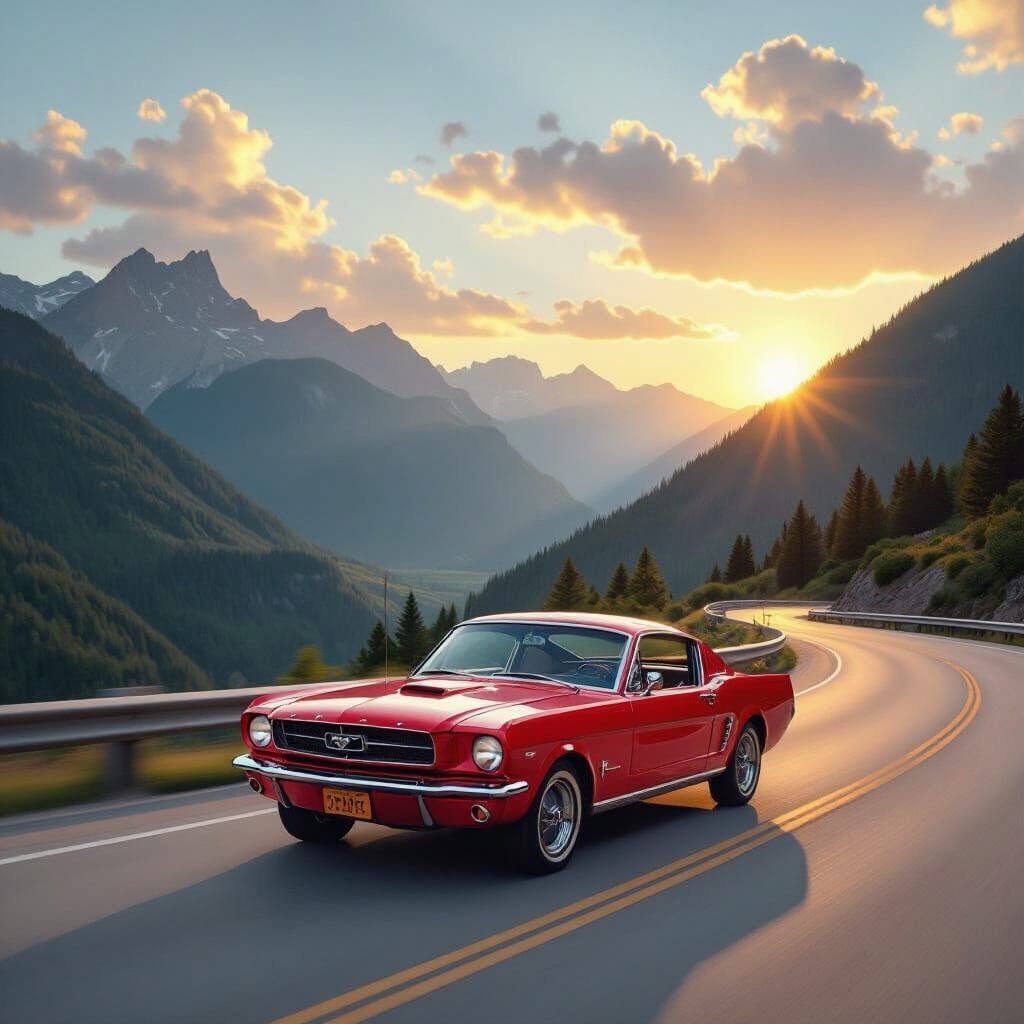 1965 Mustang on Mountain Highway: Cinematic Style