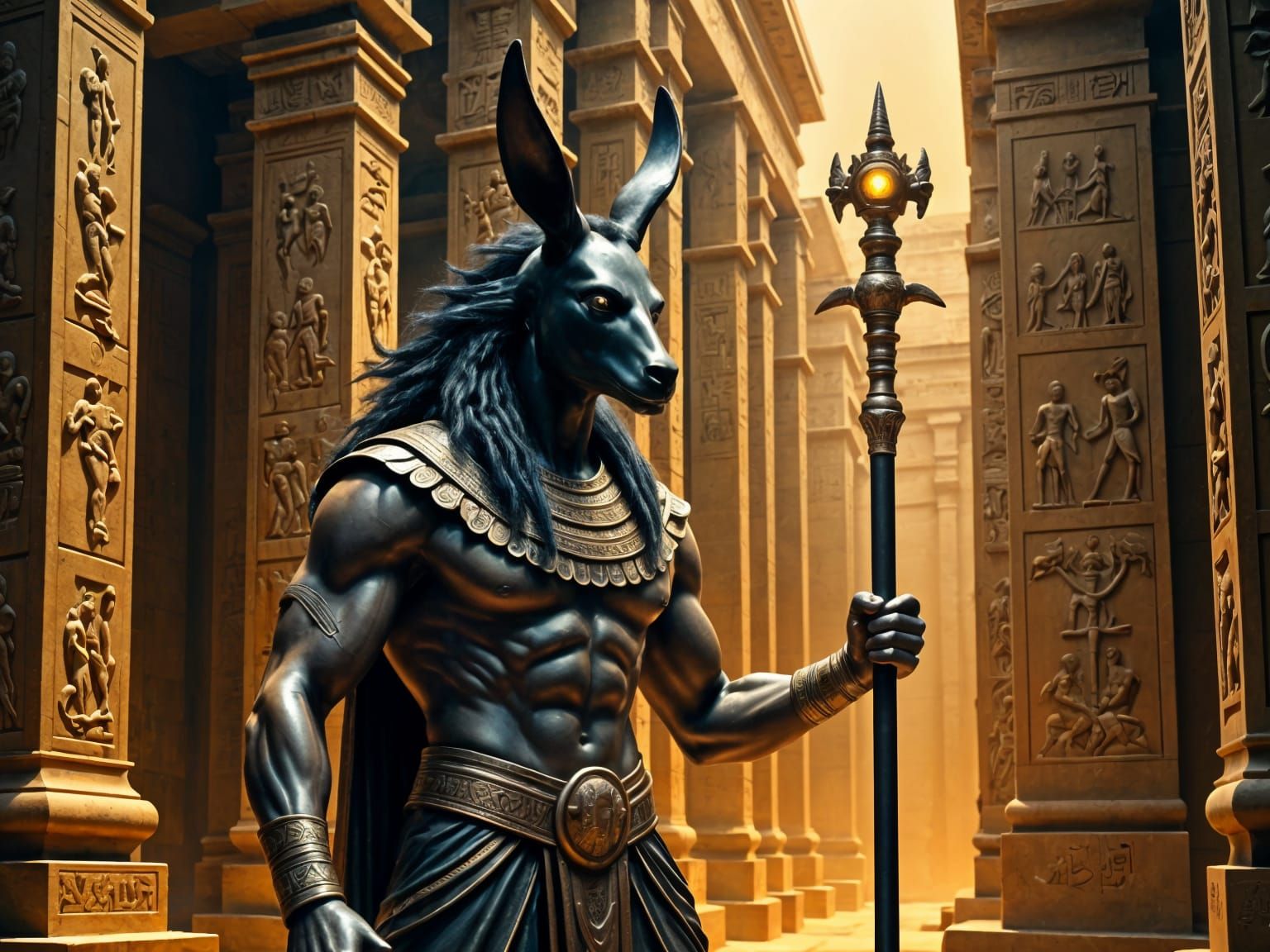 Egyptian God Set in Impressionistic Oil Painting Style