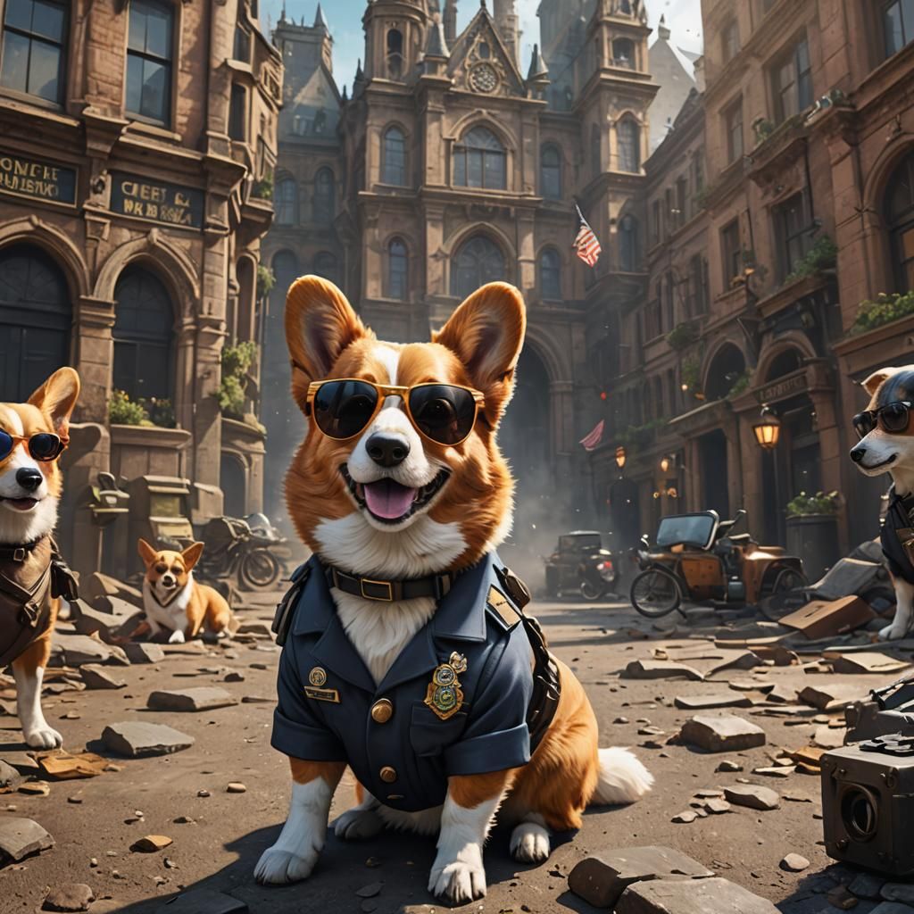 Corgi Special Agent in Detailed Matte Painting
