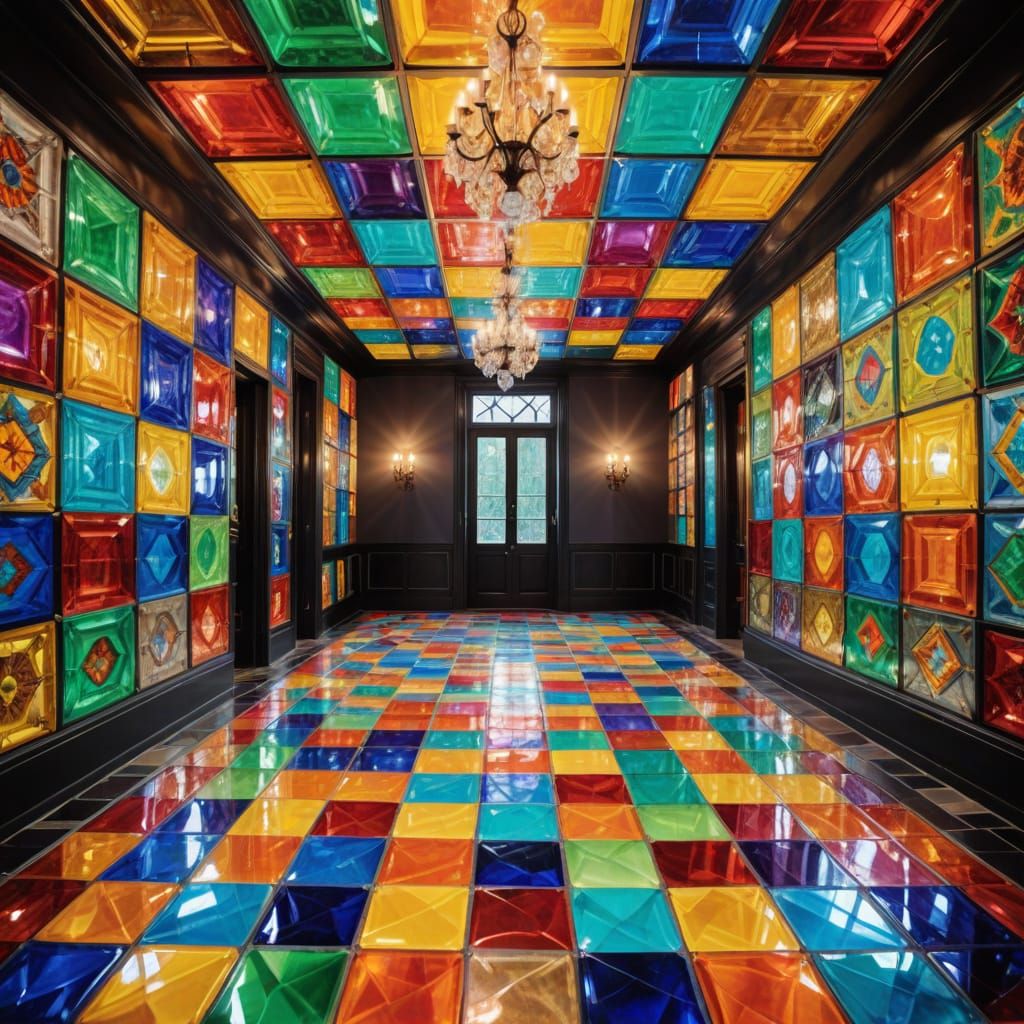 Surreal Crystal Tile Interior with Brilliant Lighting