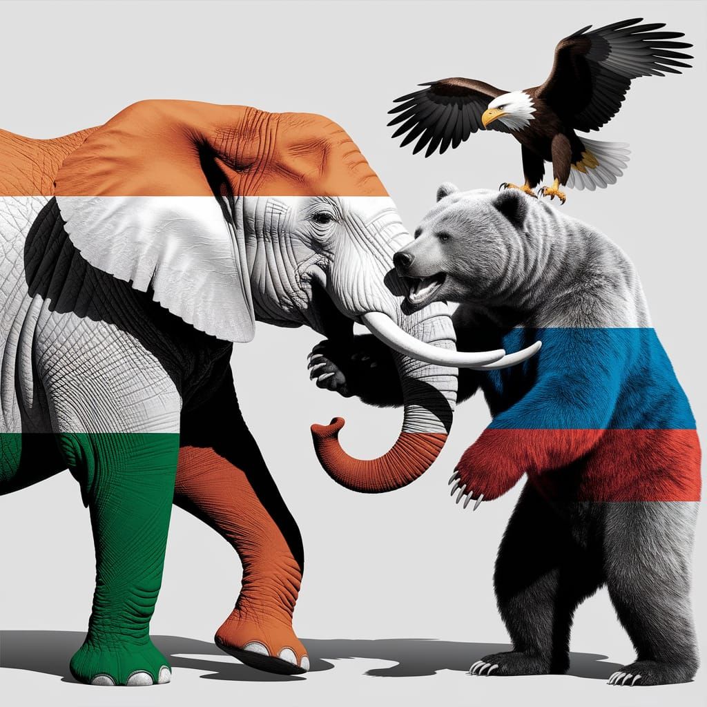 Indian Elephant and Russian Bear Clash